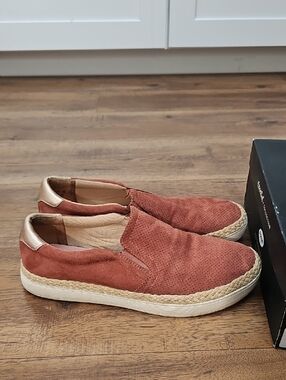Women's Slip-On Espadrille Sneakers in Rust Suede